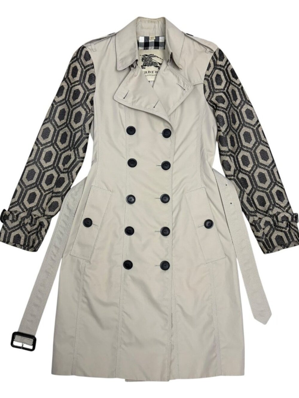 BURBERRY Trench Coat Luxury Designer Business Casual Jacquard Vintage 2012 - XS